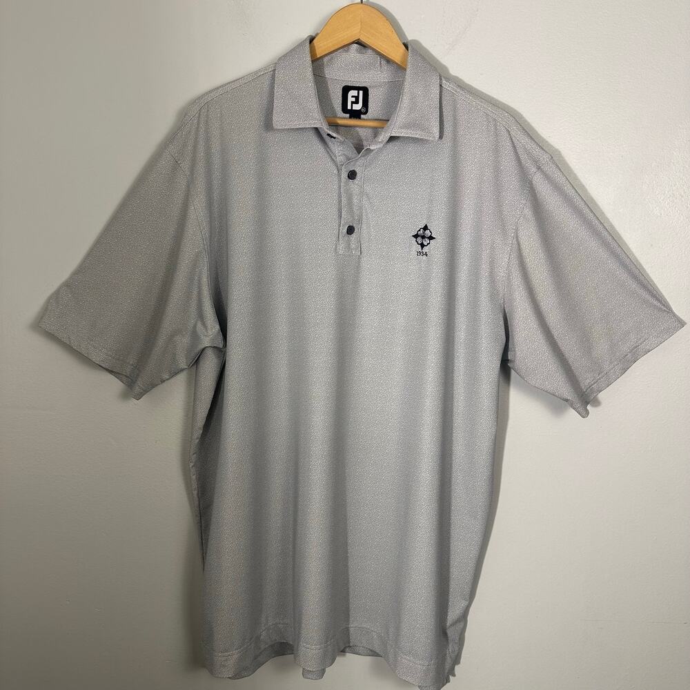 FootJoy Men XL Golf Polo Micro Geometric Print Rock Hill Country Club Fits Big